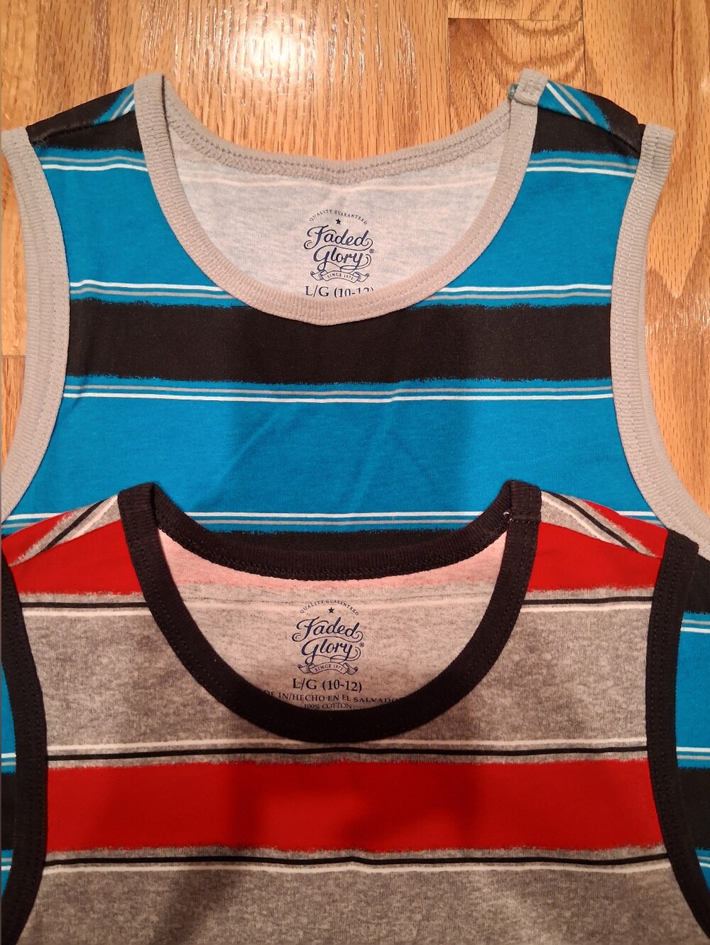 Two Boys' Faded Glory Size Large Striped Tank Tops - Picture 2 of 6